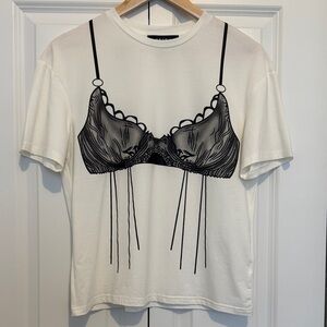 AKIRA White and Black Graphic Bra T-Shirt